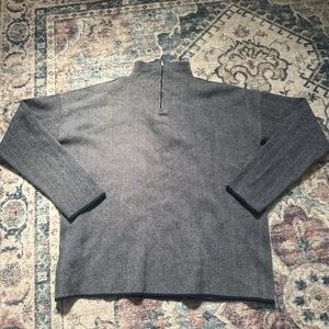 Christian Siriano Gray Herringbone Zip-Trim Turtleneck Sweater